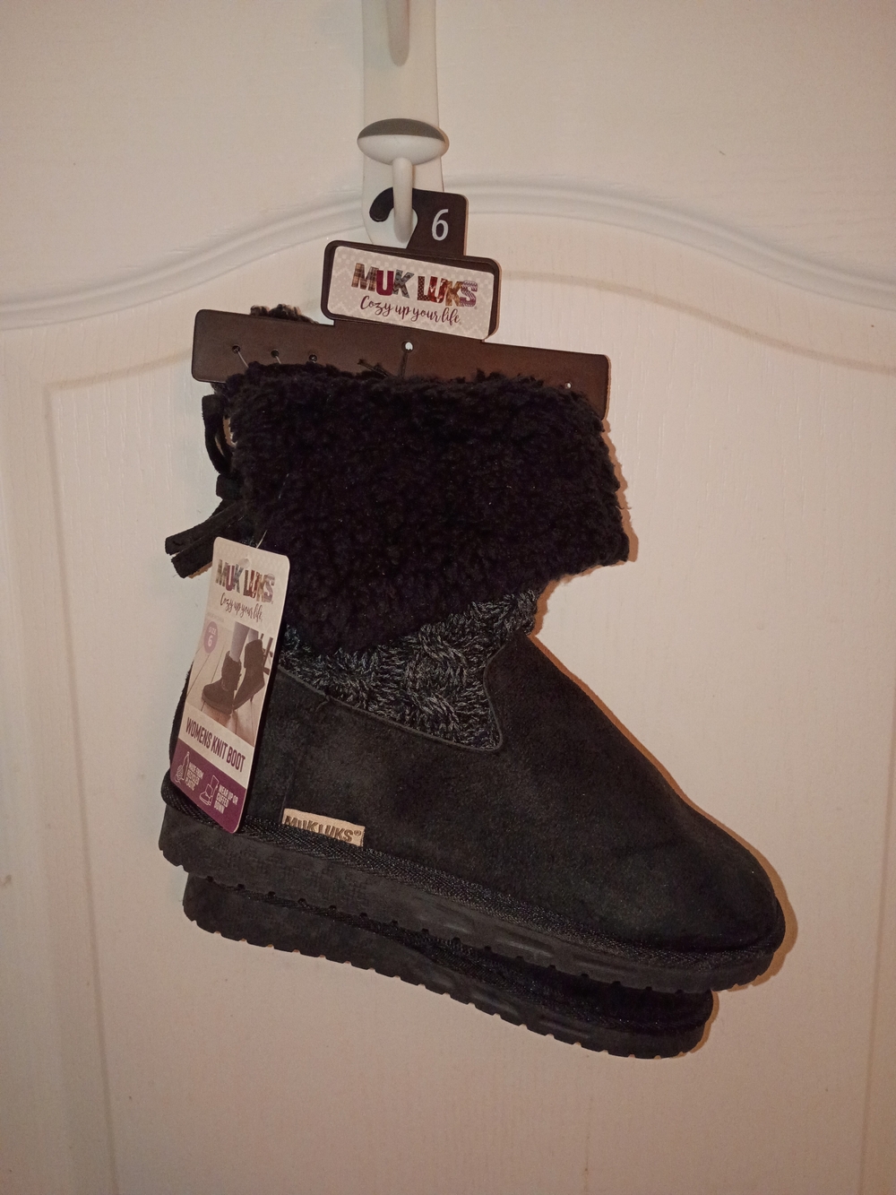 Muk Luks Women's Black Faux-Shearling Ankle Booties